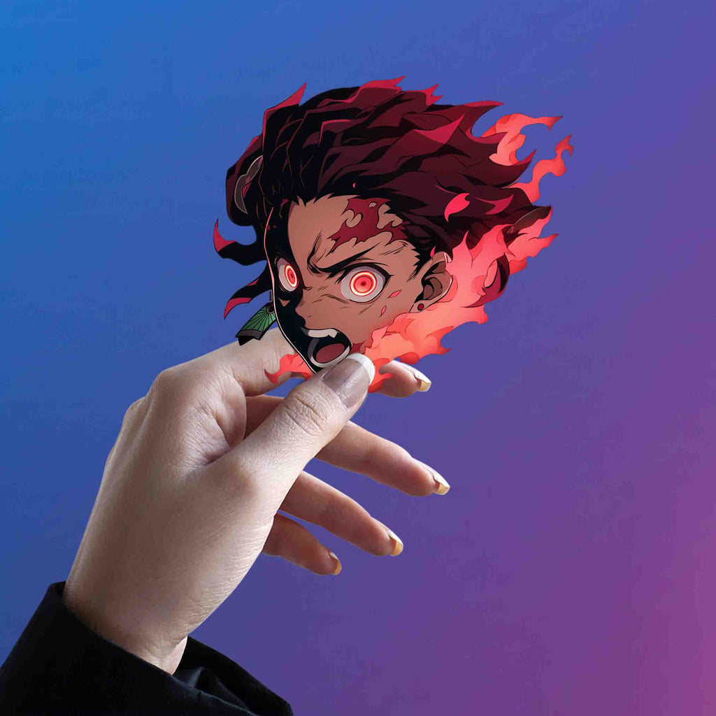 TANJIRO KAMADO FLAME BLACK STICKER - stickyfunk premium stickers