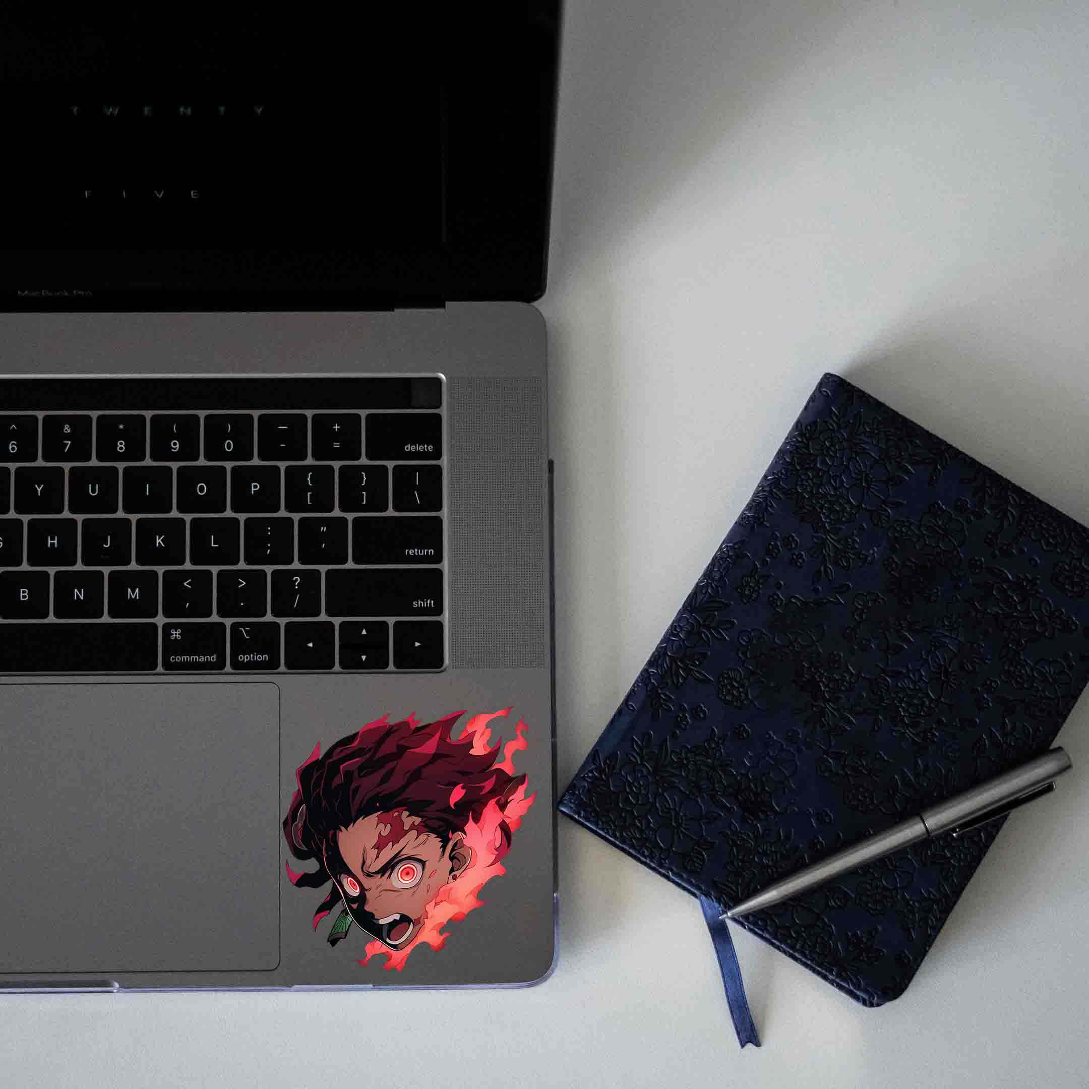 TANJIRO KAMADO FLAME BLACK STICKER - stickyfunk premium stickers