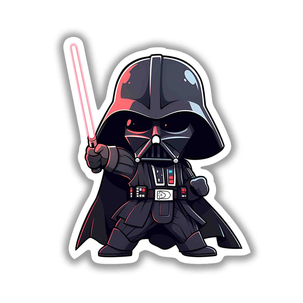 CHIBI DARTH VADER WITH LIGHTSABER STAR WARS STICKER - stickyfunk premium stickers