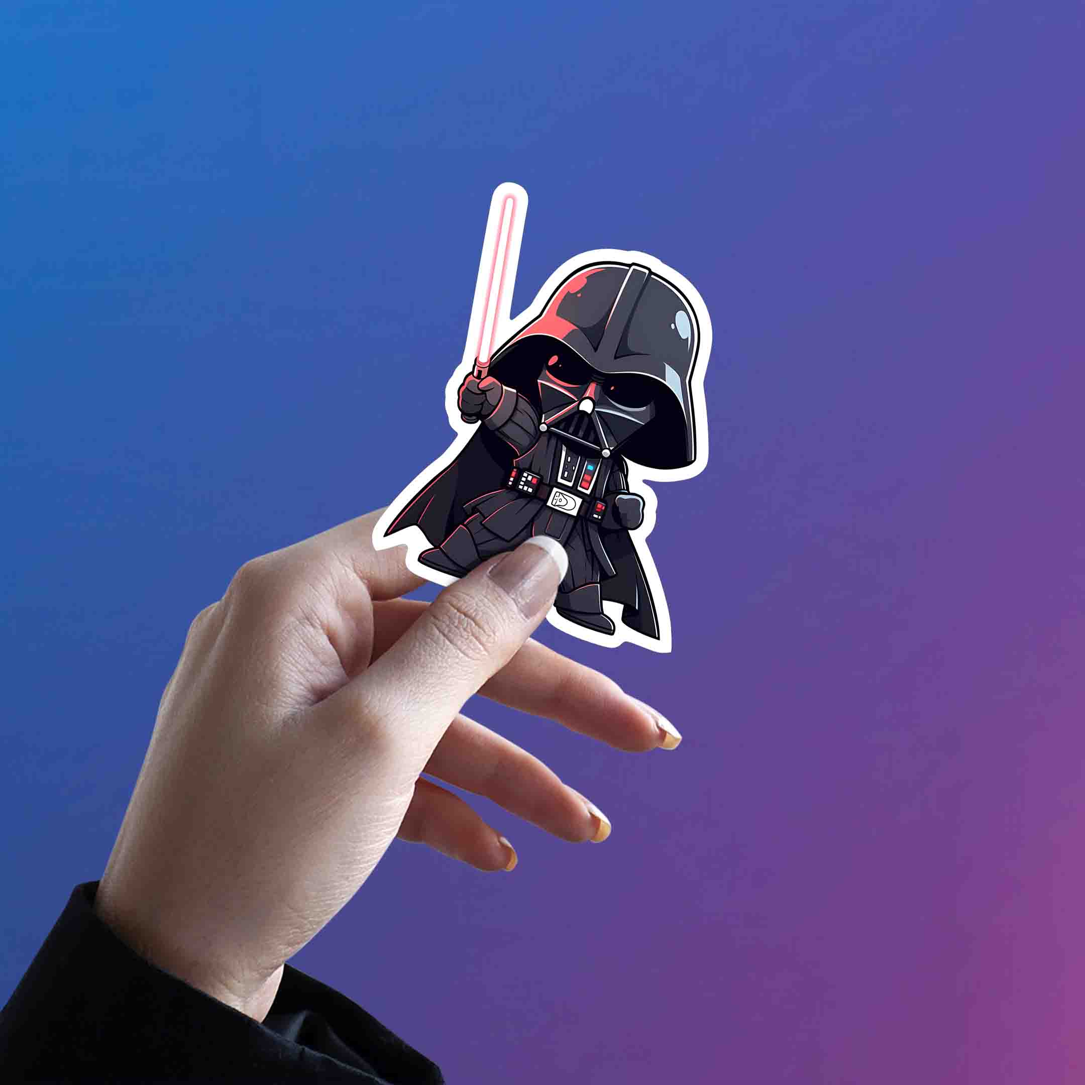 CHIBI DARTH VADER WITH LIGHTSABER STAR WARS STICKER - stickyfunk premium stickers