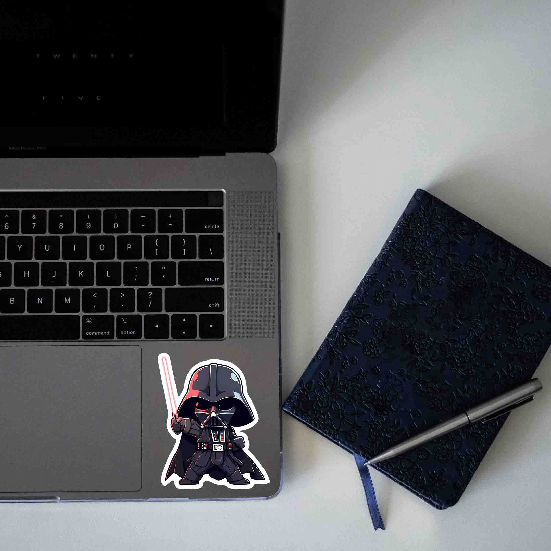 CHIBI DARTH VADER WITH LIGHTSABER STAR WARS STICKER - stickyfunk premium stickers