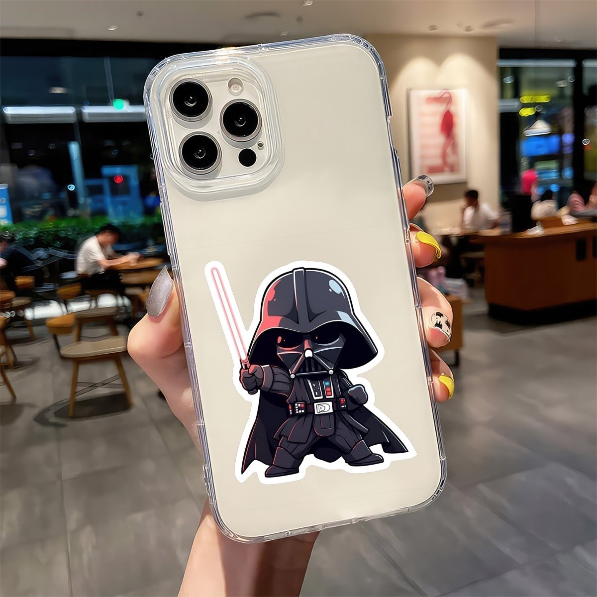 CHIBI DARTH VADER WITH LIGHTSABER STAR WARS STICKER - stickyfunk premium stickers