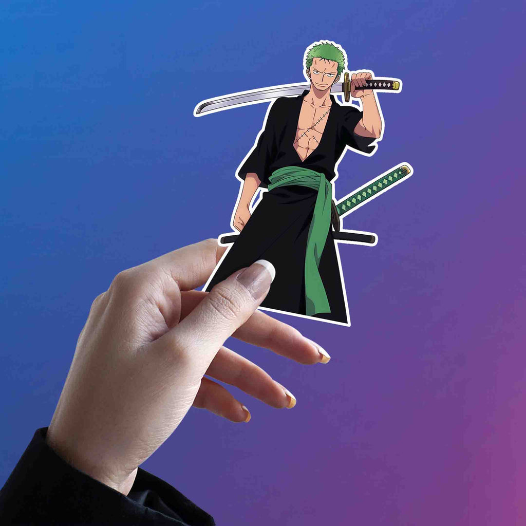 ZORO SMILING SWORD BEHIND HEAD STICKER - stickyfunk premium stickers
