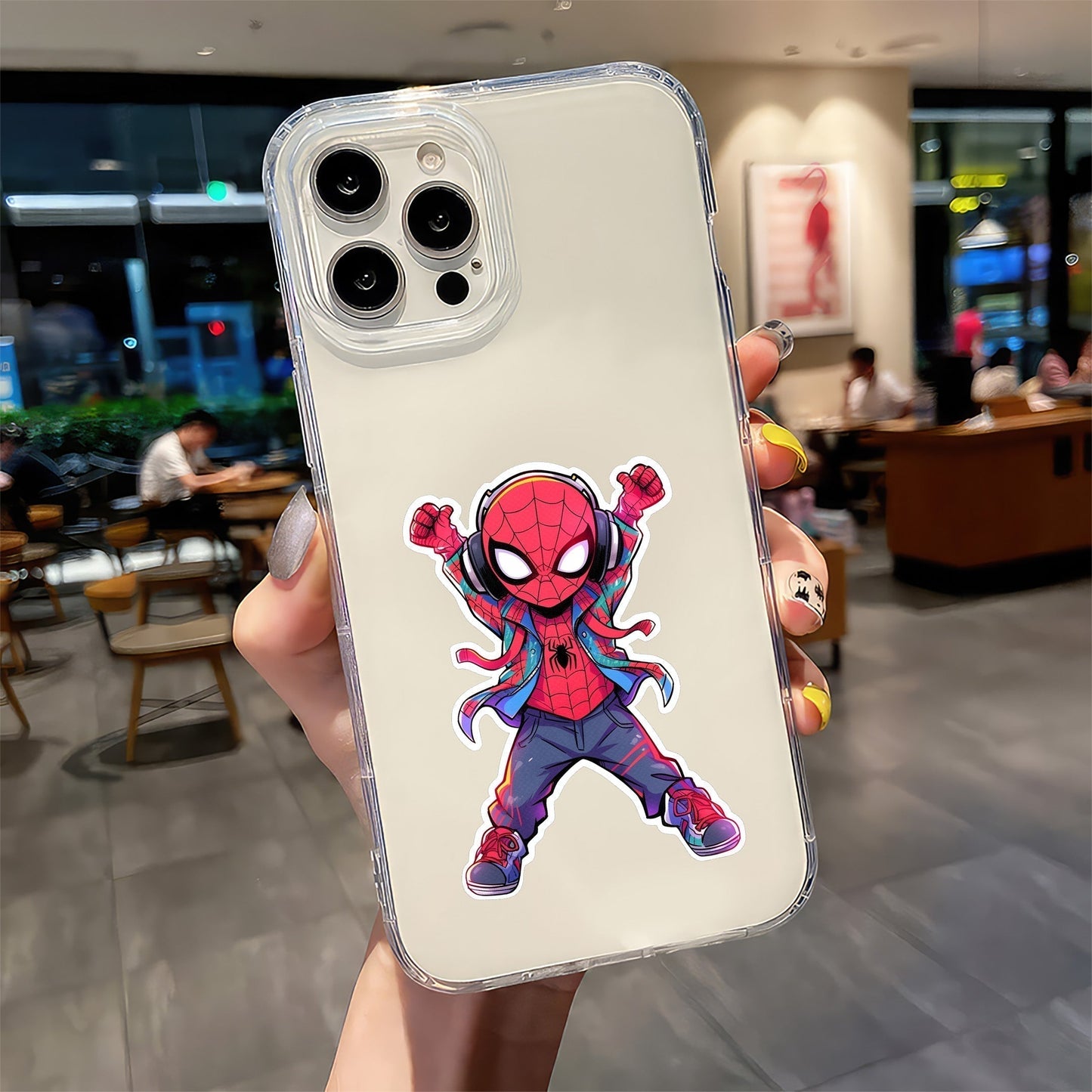 CHIBI SPIDER-MAN DANCING WITH HEADPHONES STICKER