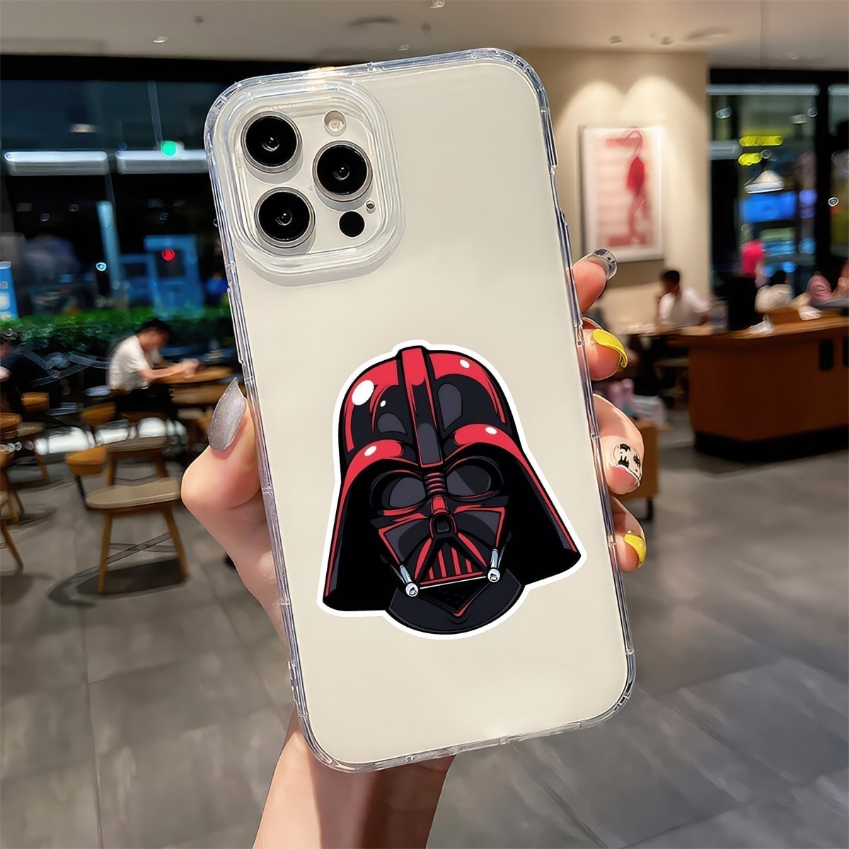 BLACK AND RED DARTH VADER HELMET STICKER - stickyfunk premium stickers