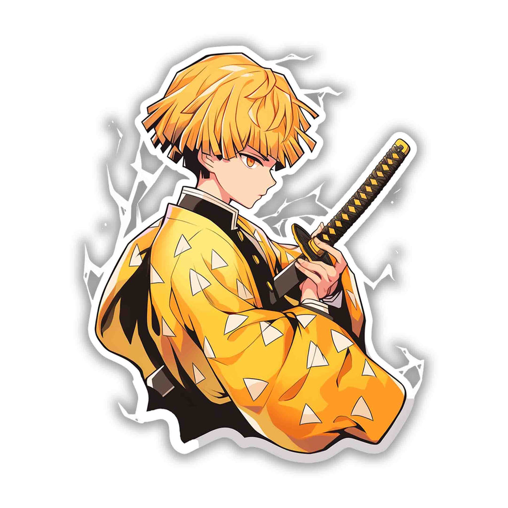 ZENITSU SIDE STANCE WITH KATANA UNDER ARM STICKER - stickyfunk premium stickers