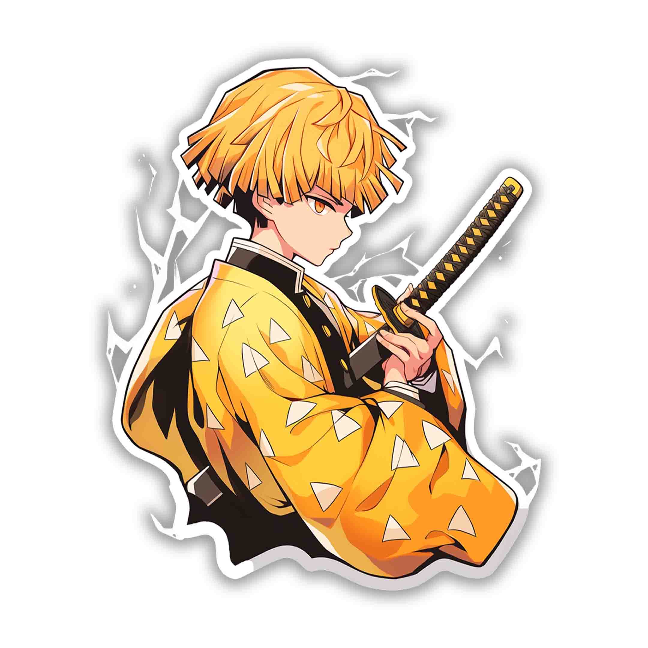 ZENITSU SIDE STANCE WITH KATANA UNDER ARM STICKER - stickyfunk premium stickers