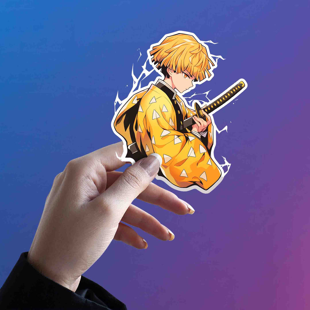 ZENITSU SIDE STANCE WITH KATANA UNDER ARM STICKER - stickyfunk premium stickers