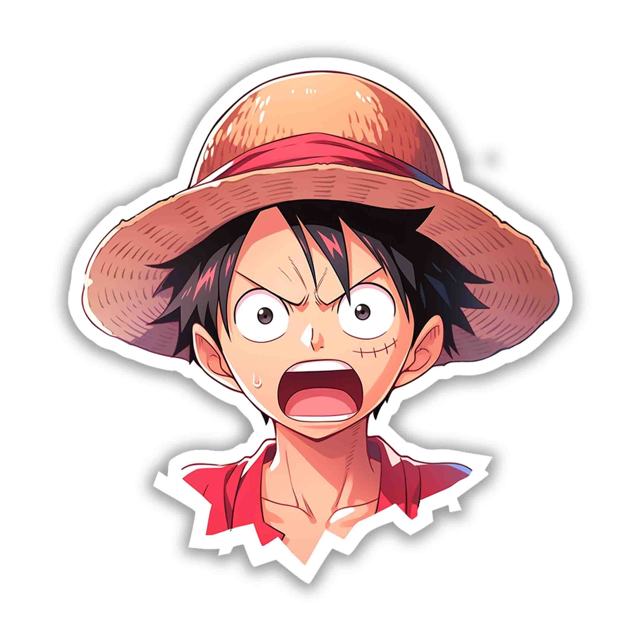 SHOCKED MONKEY D. LUFFY STICKER - stickyfunk premium stickers