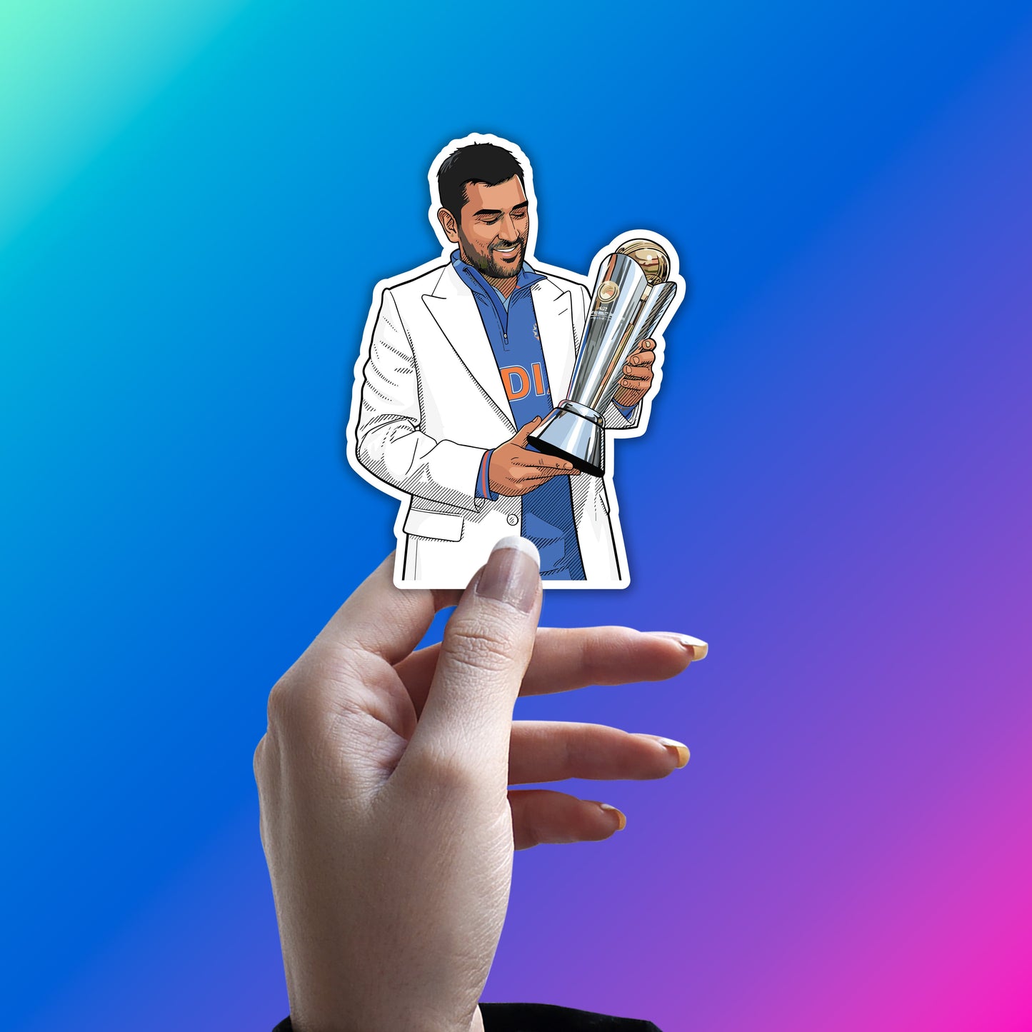 MS DHONI - WHITE BLAZER WINNER STICKER