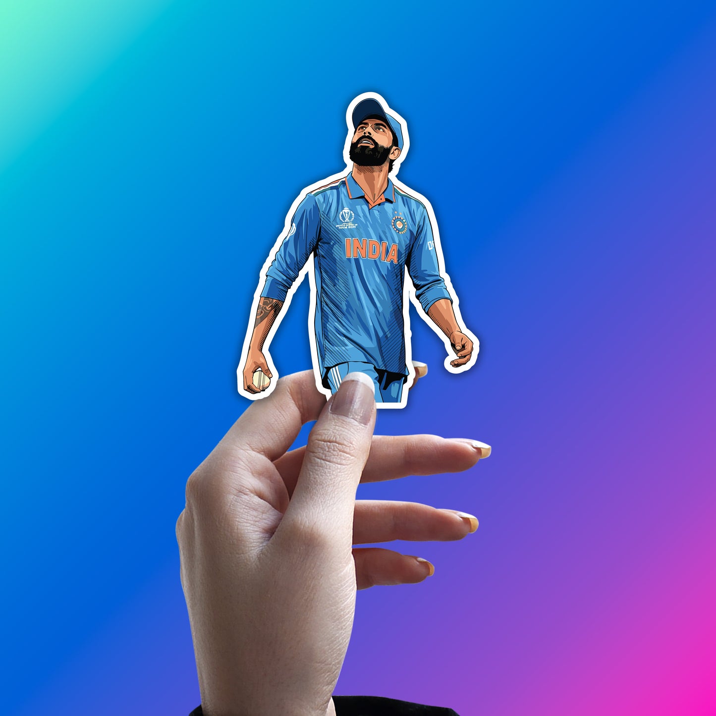 RAVINDRA JADEJA - FIELD COMMANDER WALK STICKER