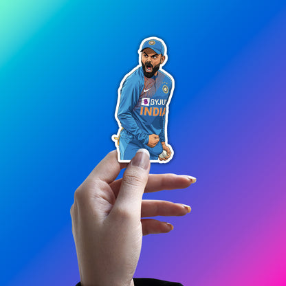 VIRAT KOHLI - AGGRESSIVE ROAR BLUE STICKER