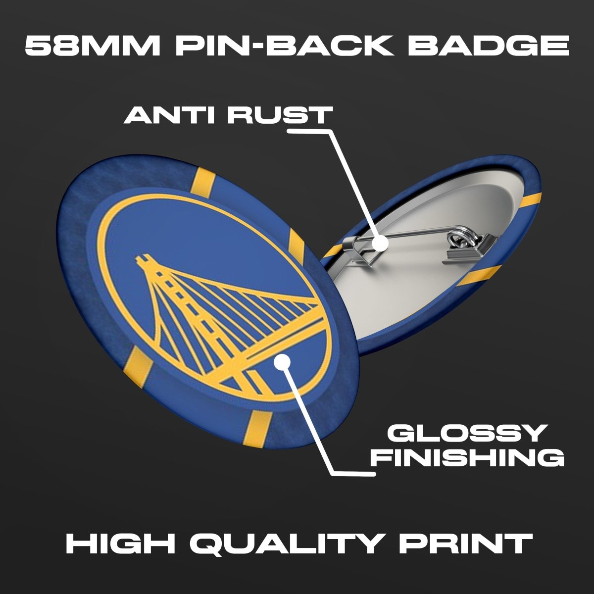 GOLDEN STATE WARRIORS - PIN BADGE - stickyfunk premium stickers