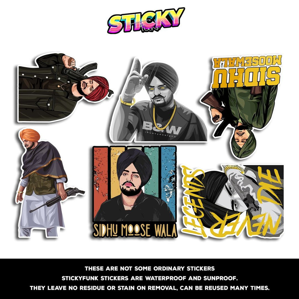 SIDDHU MOOSEWALA MINI STICKERS SHEET - stickyfunk premium stickers