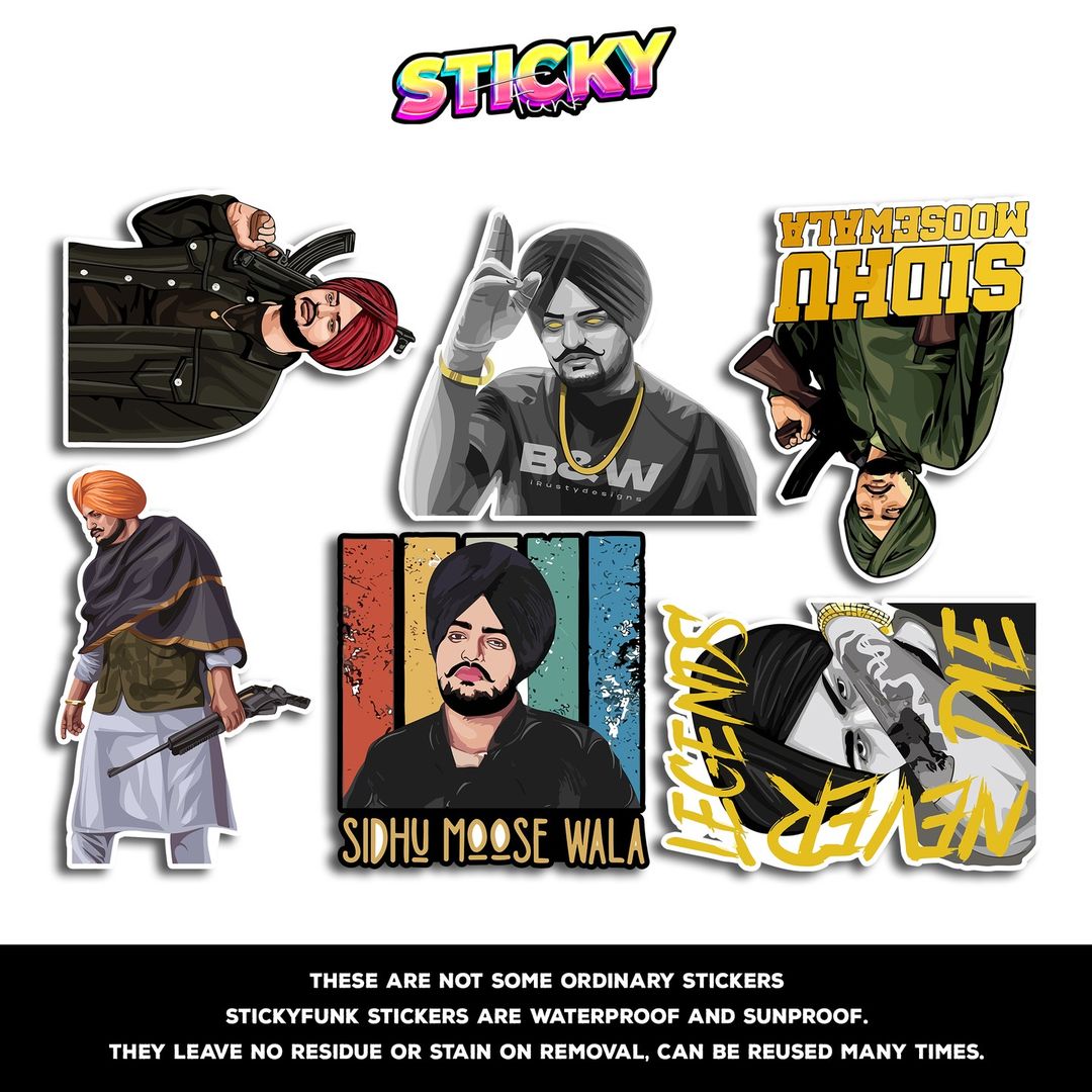 SIDDHU MOOSEWALA MINI STICKERS SHEET - stickyfunk premium stickers