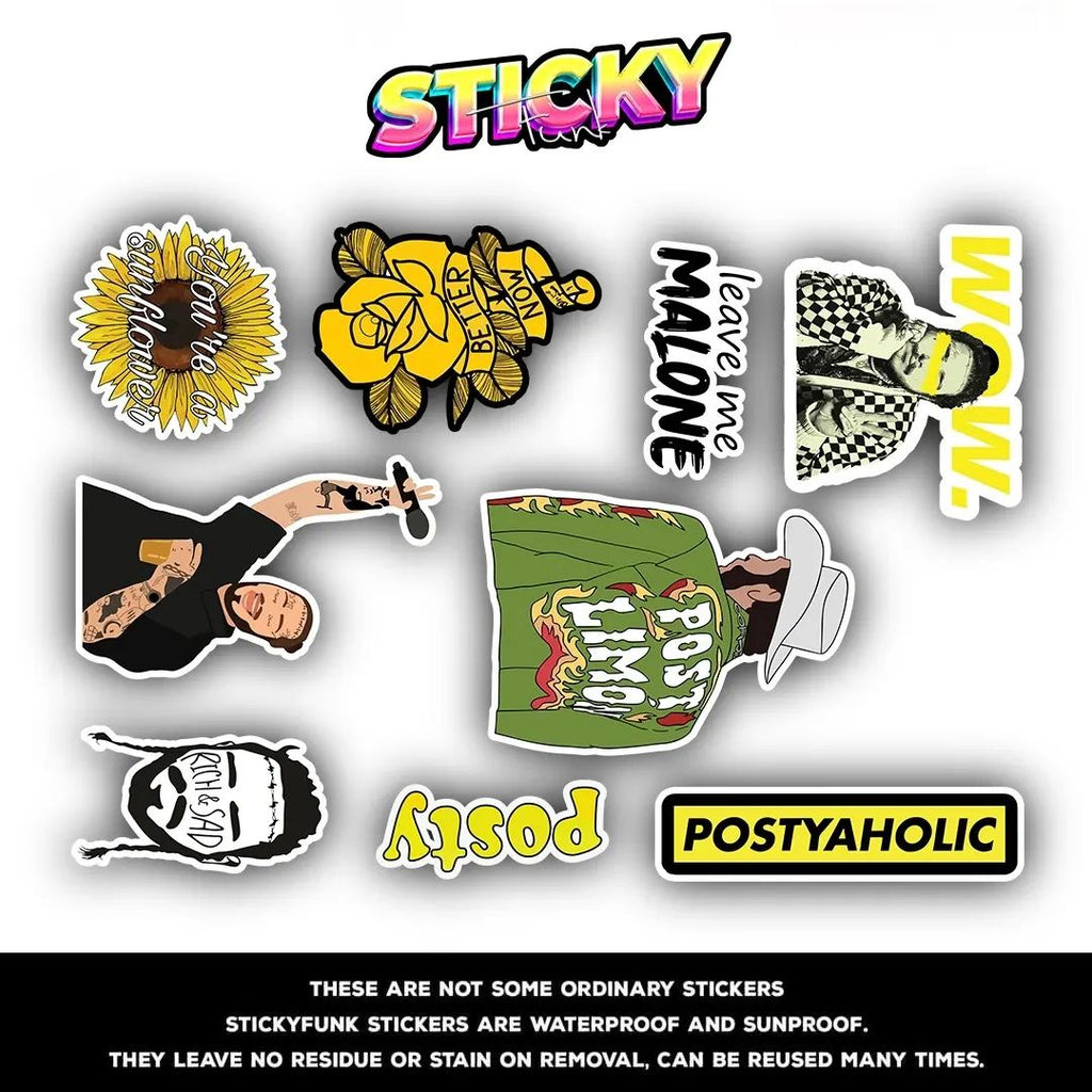 POST MALONE MINI STICKERS SHEET - stickyfunk premium stickers