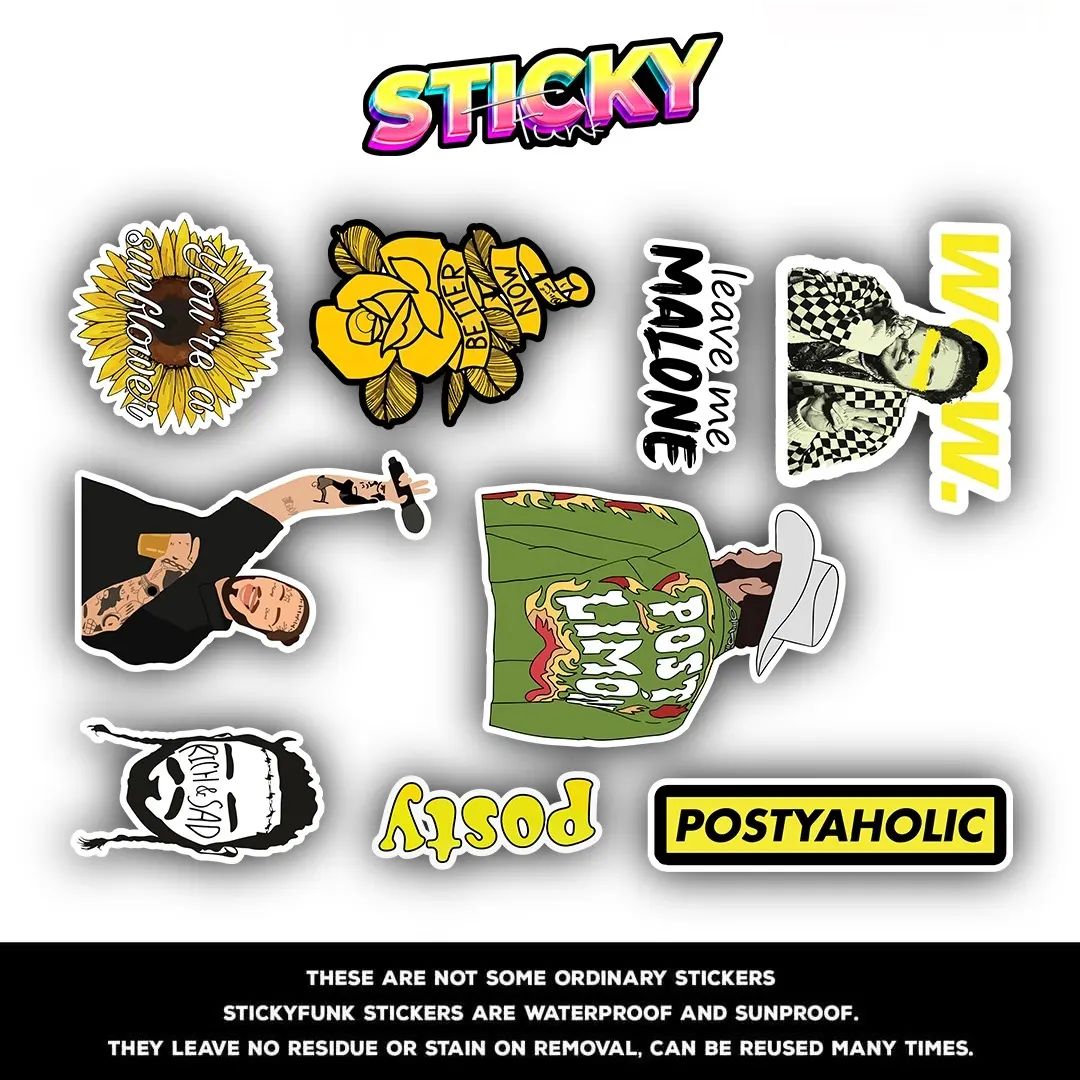 POST MALONE MINI STICKERS SHEET - stickyfunk premium stickers