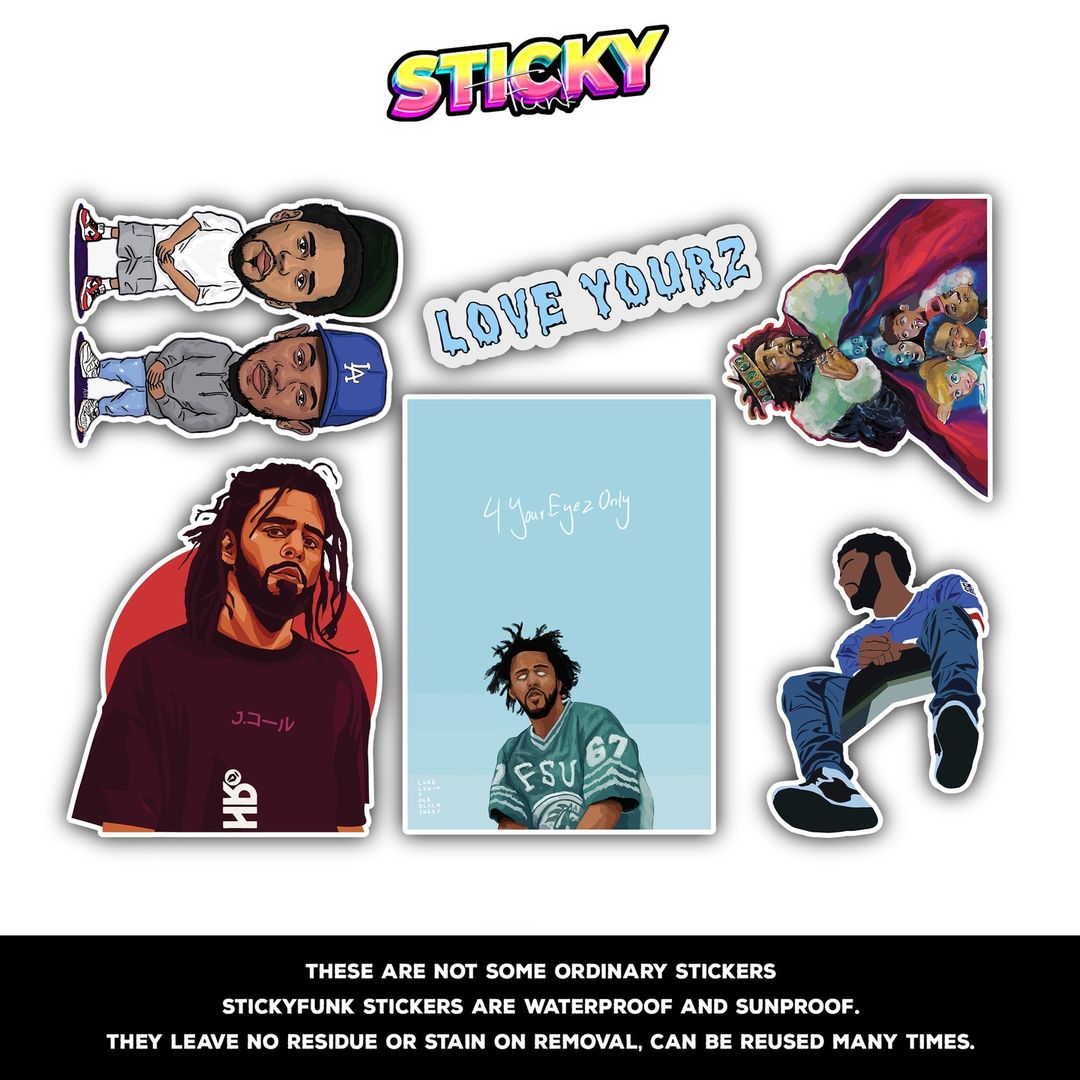 J COLE MINI STICKERS SHEET - stickyfunk premium stickers
