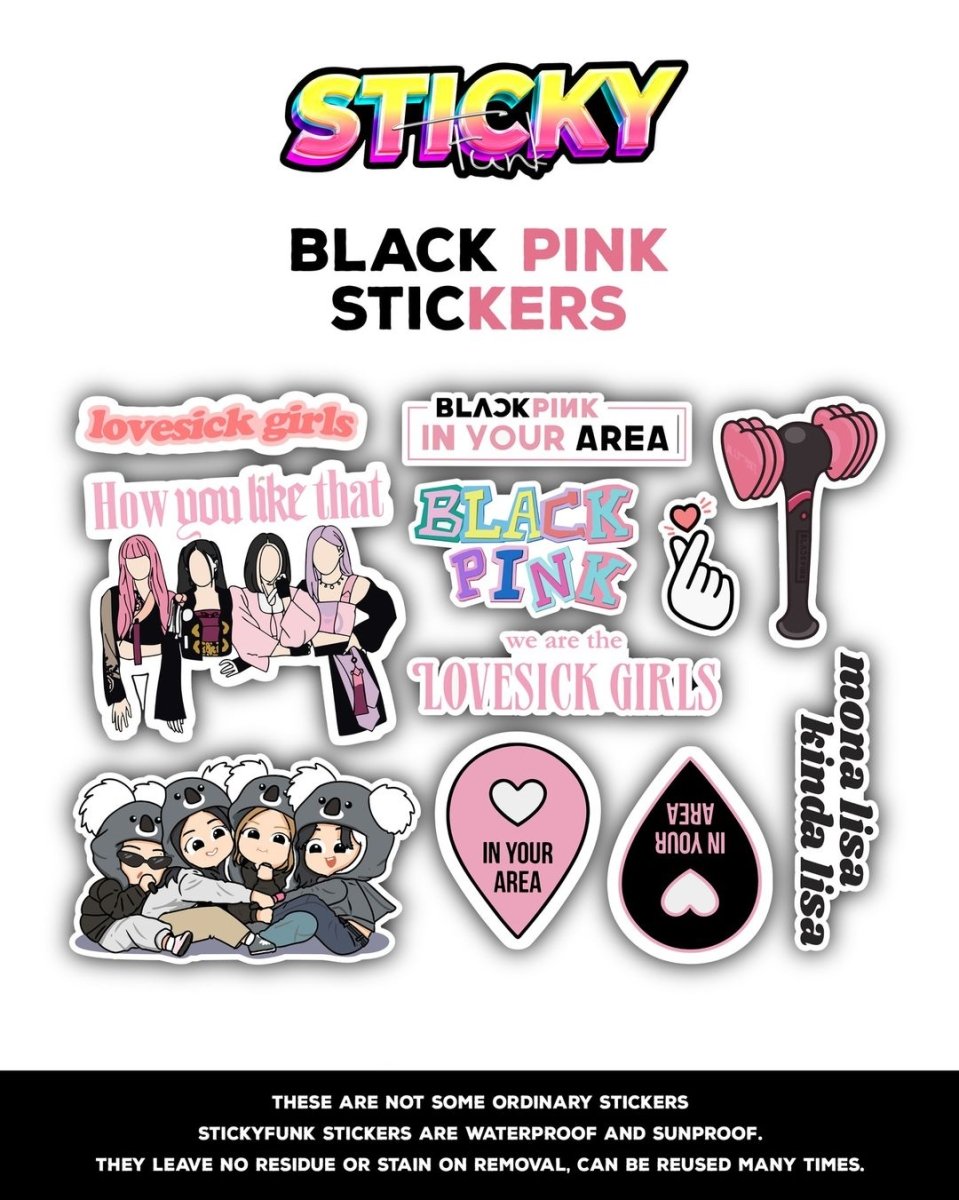 BLACK PINK MINI STICKERS SHEET - stickyfunk premium stickers