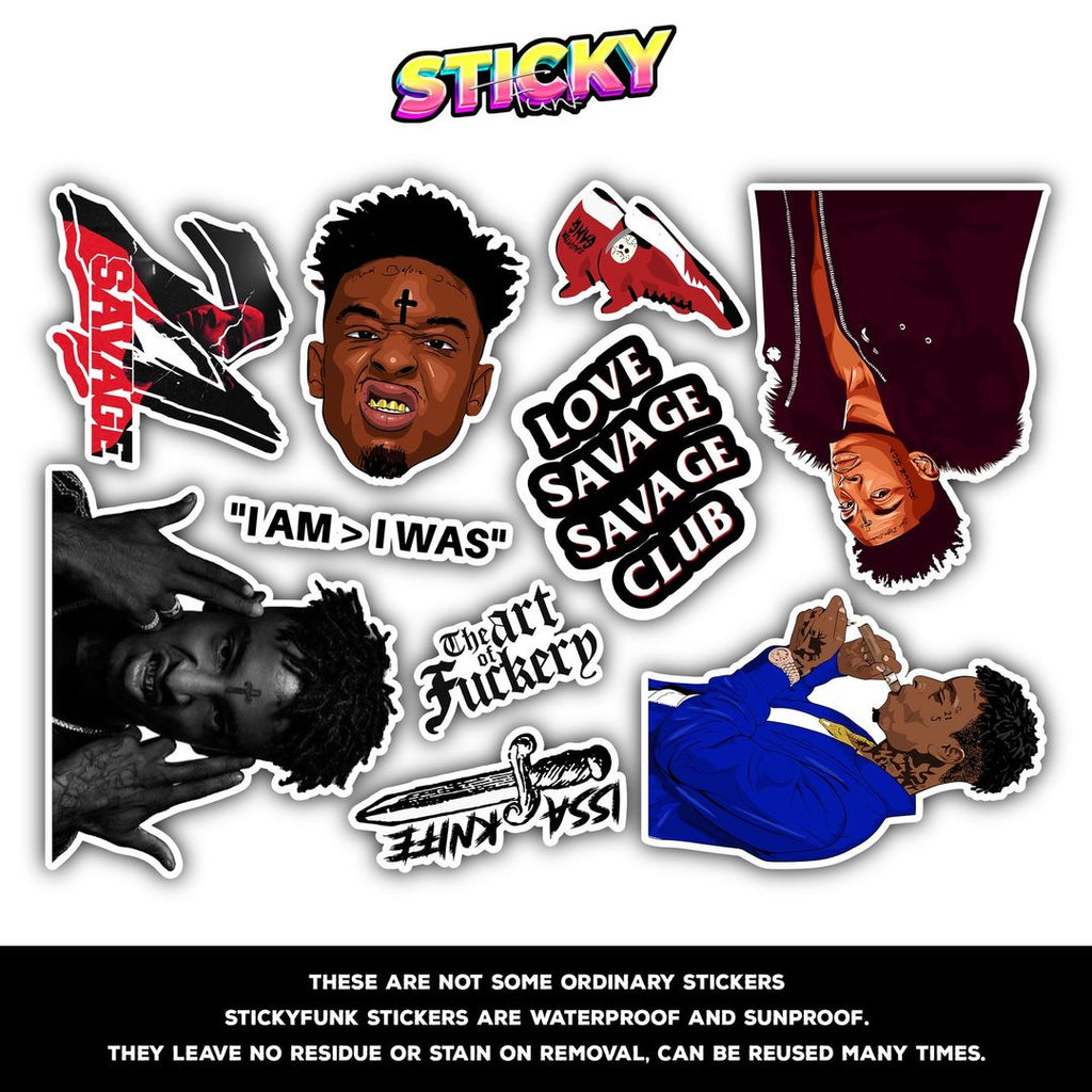 21 SAVAGE MINI STICKERS SHEET - stickyfunk premium stickers