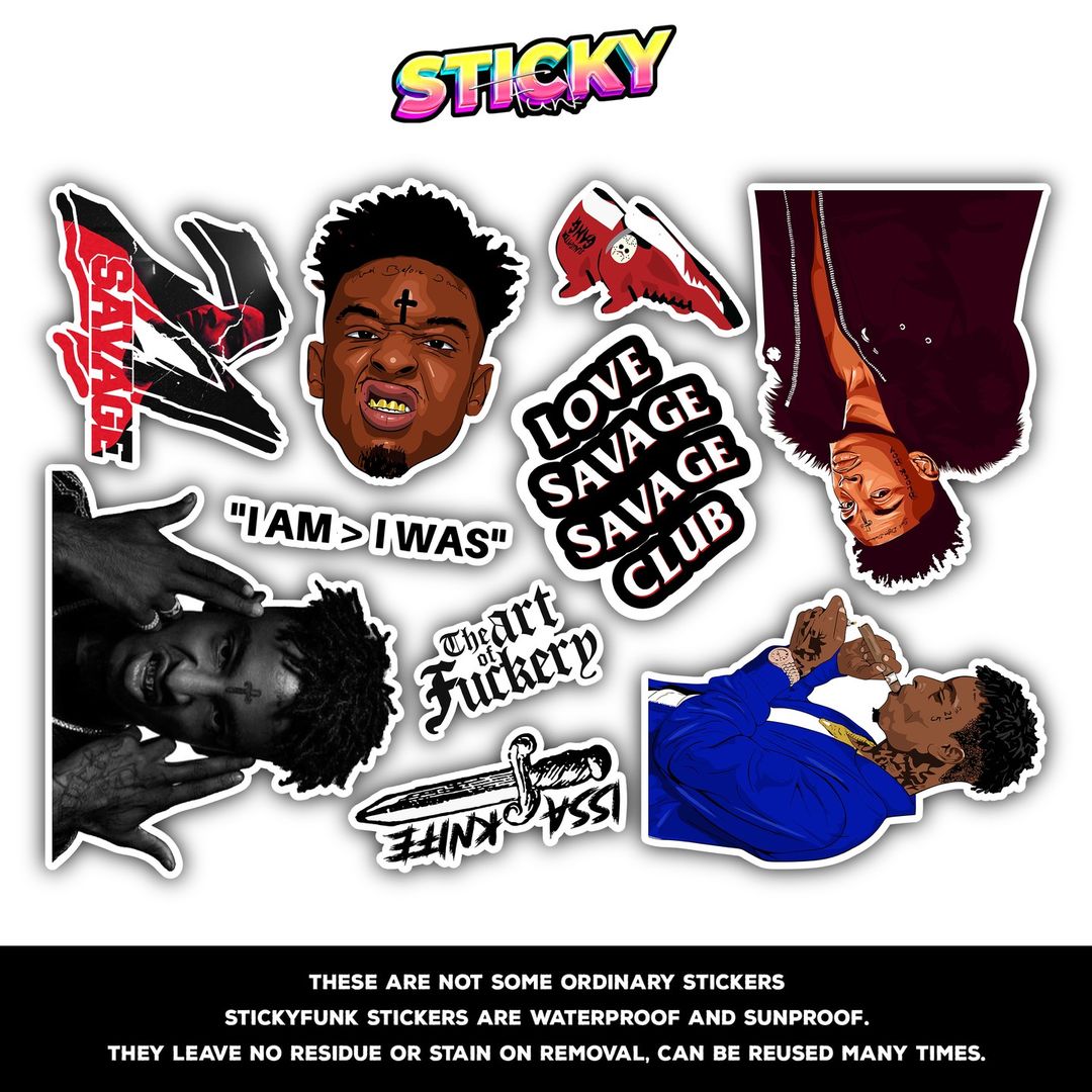 21 SAVAGE MINI STICKERS SHEET - stickyfunk premium stickers