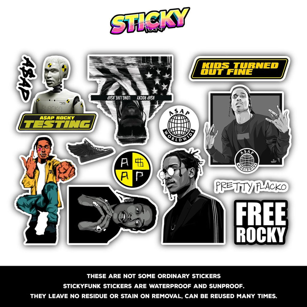A$AP ROCKY MINI STICKERS SHEET - stickyfunk premium stickers