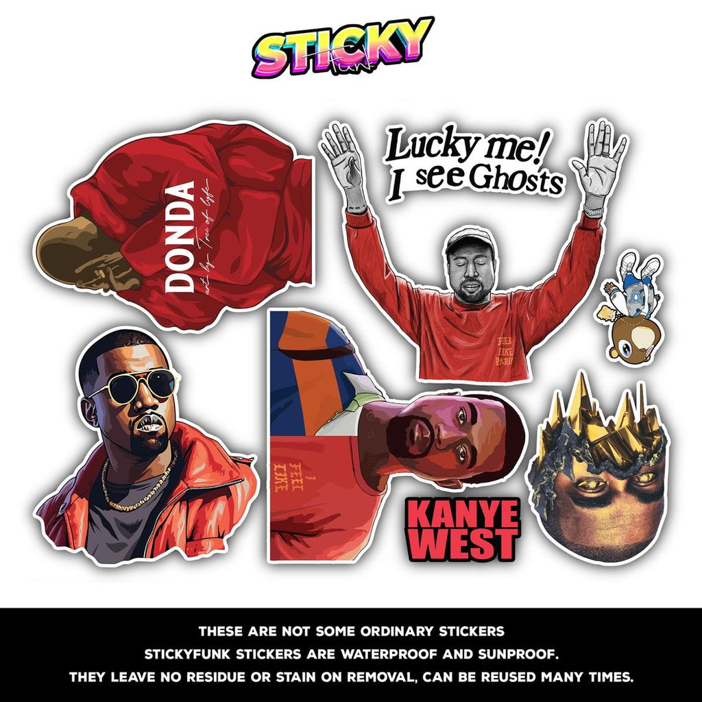 KANYE WEST MINI STICKERS SHEET - stickyfunk premium stickers