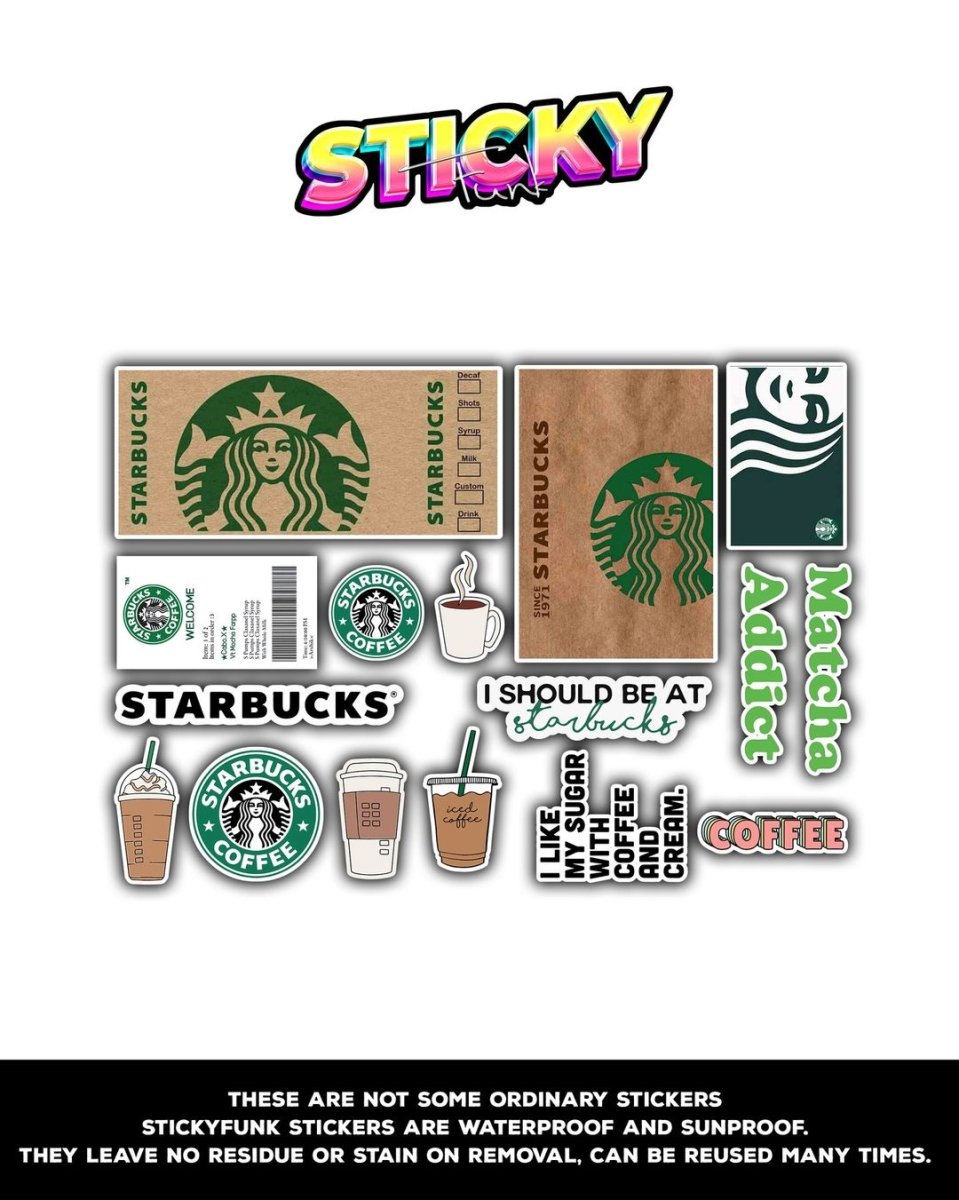 STARBUCKS MINI STICKERS SHEET - stickyfunk premium stickers