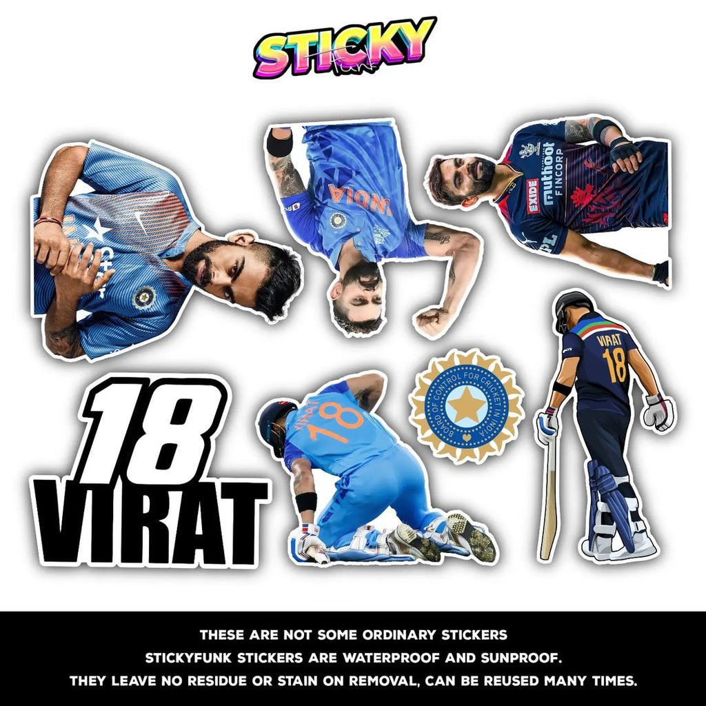 KING KOHLI MINI STICKERS SHEET - stickyfunk premium stickers