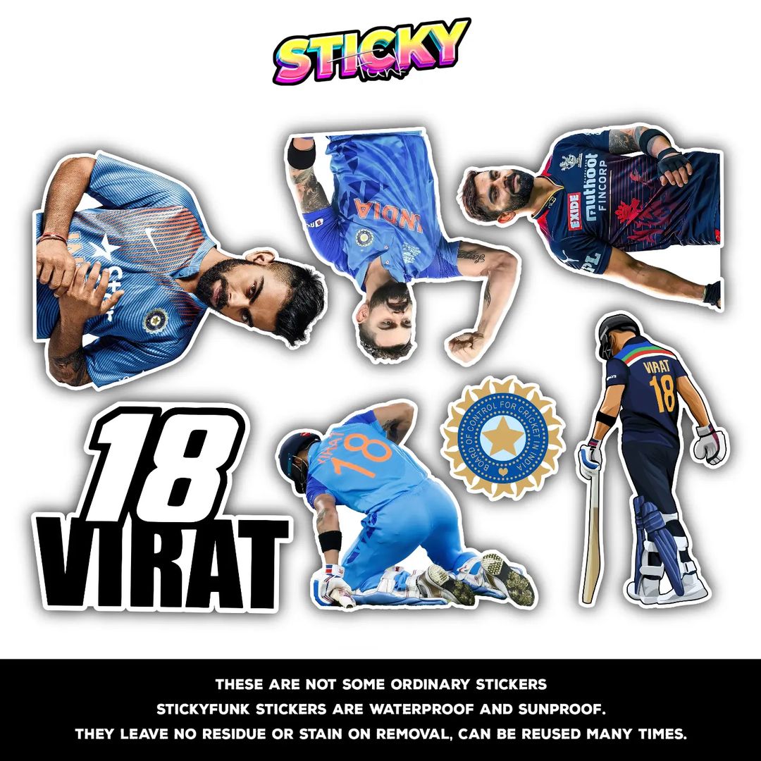 KING KOHLI MINI STICKERS SHEET - stickyfunk premium stickers