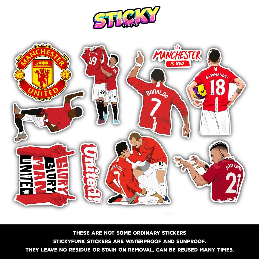 MANCHESTER UNITED MINI STICKERS SHEET - stickyfunk premium stickers