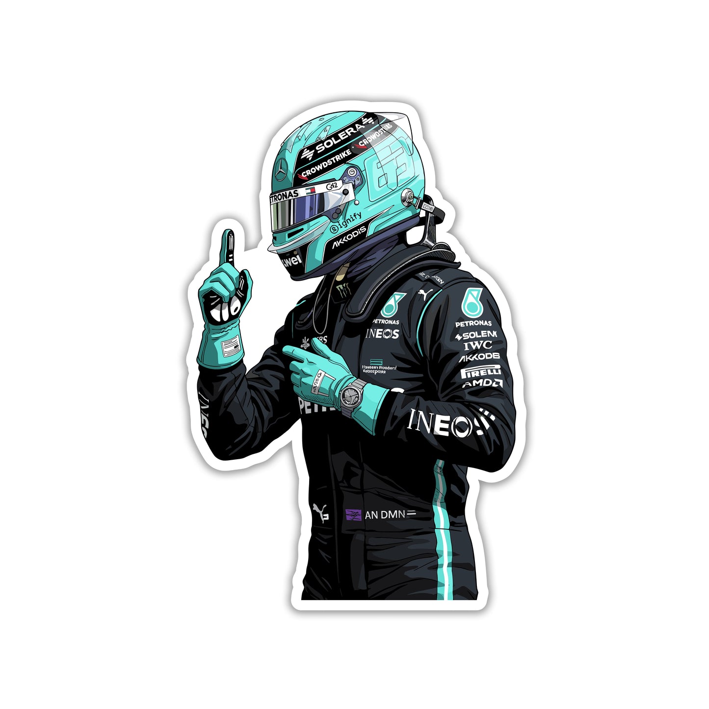 GEORGE RUSSELL - MERCEDES NUMBER 1 POINT STICKER