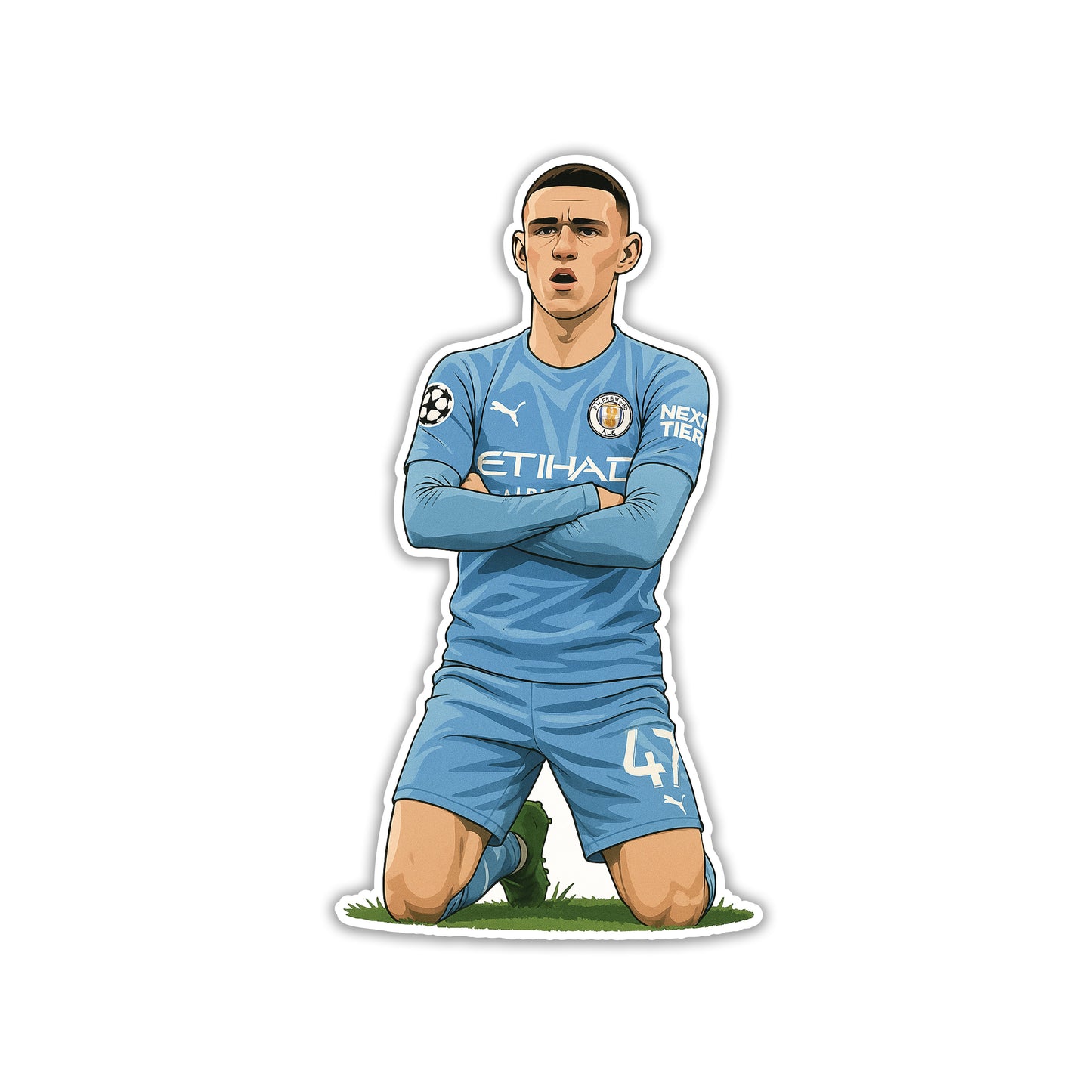 COLD CROSSED-ARMS POSE – PHIL FODEN STICKER