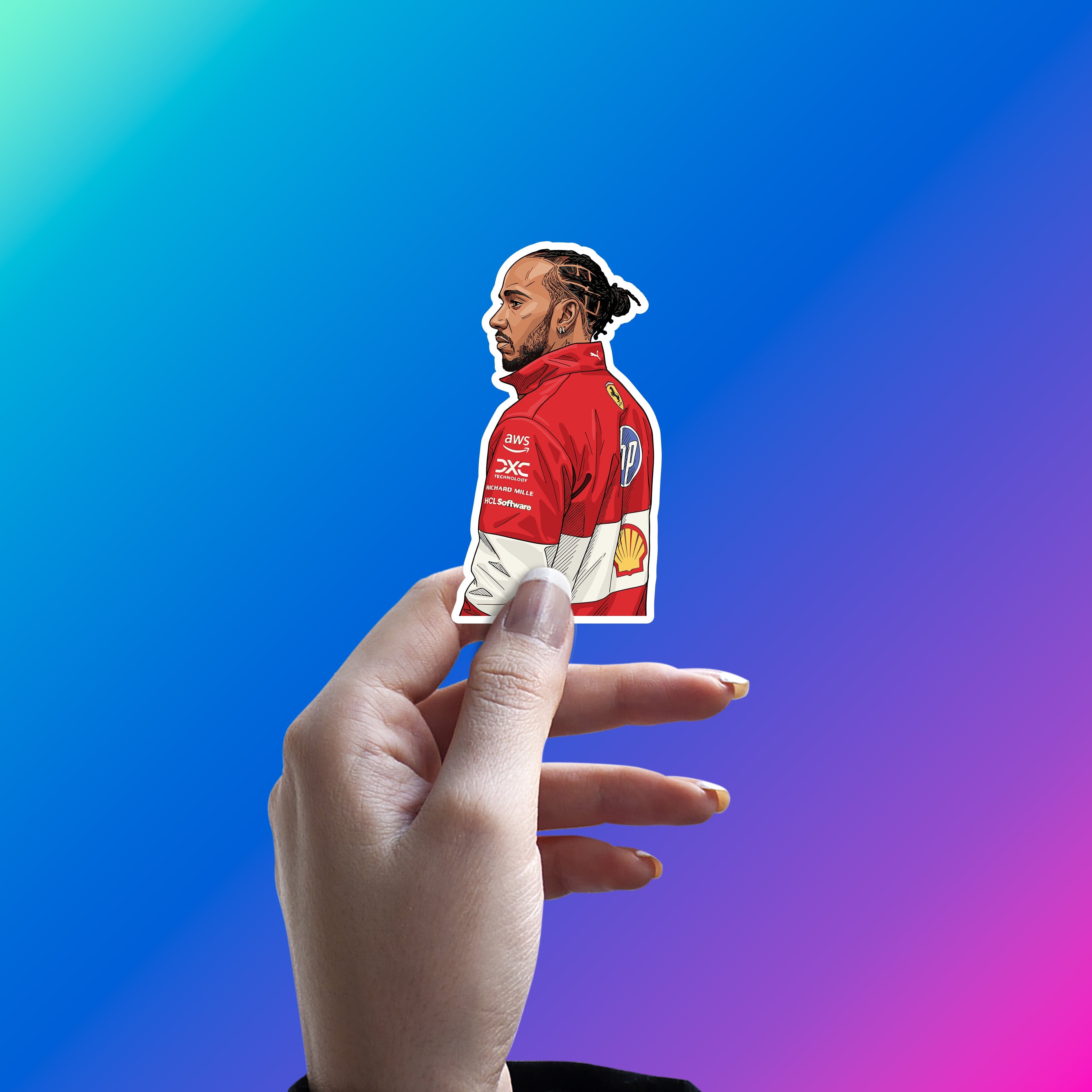 LEWIS HAMILTON - NEW CHAPTER IN RED STICKER
