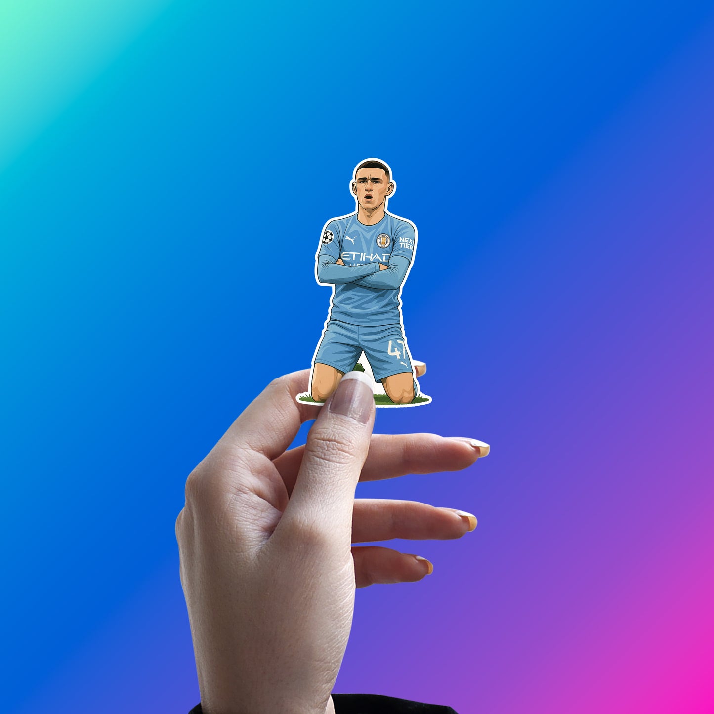 COLD CROSSED-ARMS POSE – PHIL FODEN STICKER