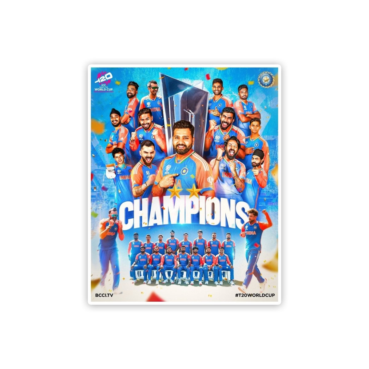 TEAM INDIA - CHAMPIONS THROPY - CHAMPION STICKER - stickyfunk premium stickers