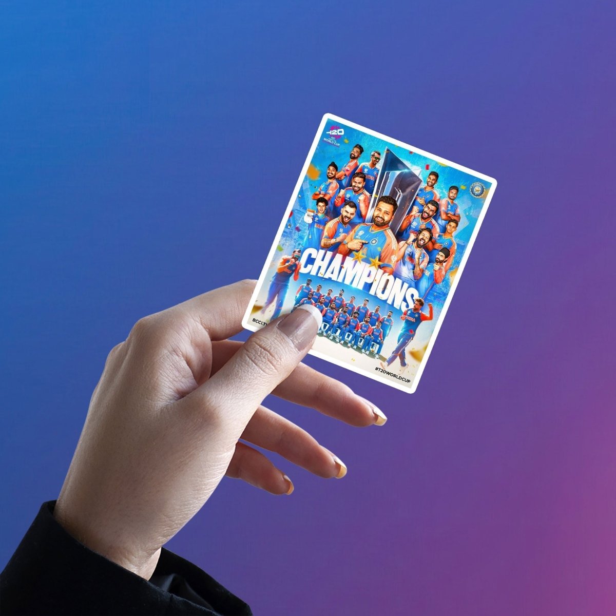 TEAM INDIA - CHAMPIONS THROPY - CHAMPION STICKER - stickyfunk premium stickers
