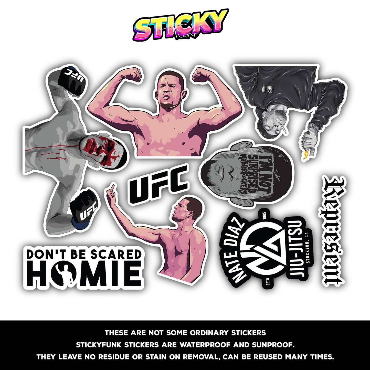 NATE DIAZ MINI STICKERS SHEET