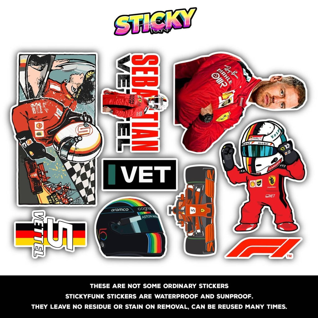 SEBASTIAN VETTEL MINI STICKERS SHEET - stickyfunk premium stickers