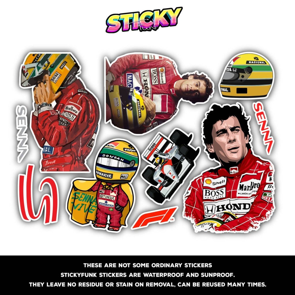 AYRTON SENNA MINI STICKERS SHEET - stickyfunk premium stickers
