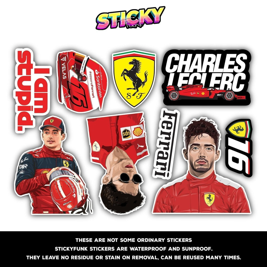 CHARLES LECLERC MINI STICKERS SHEET - stickyfunk premium stickers