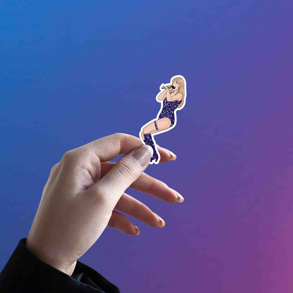 Midnight Sparkle Mic Pose – Taylor Swift Sticker