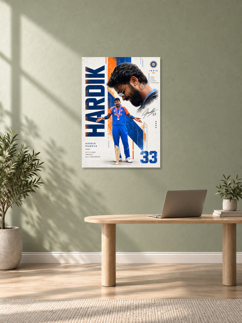 Hardik Pandya India Cricket Wall Poster