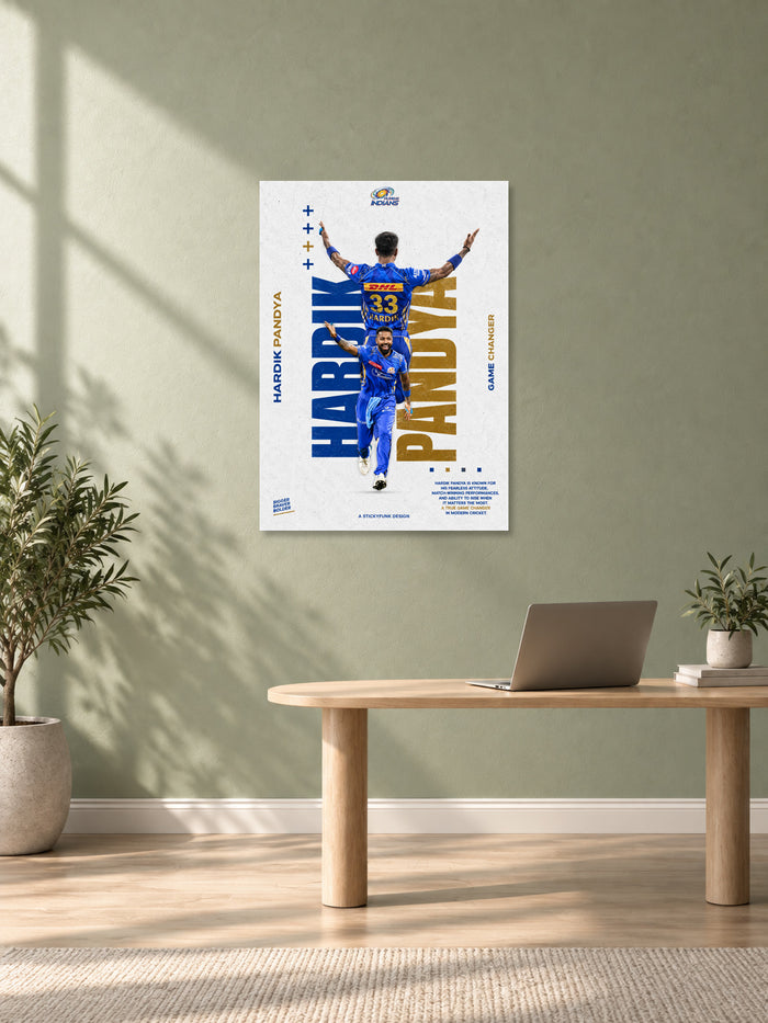 Hardik Pandya Mumbai Indians Cricket Wall Poster