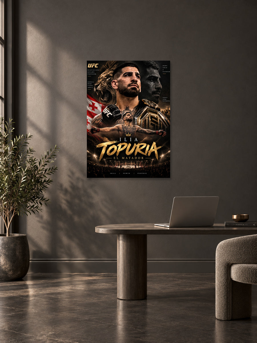 Ilia Topuria UFC wall poster mockup