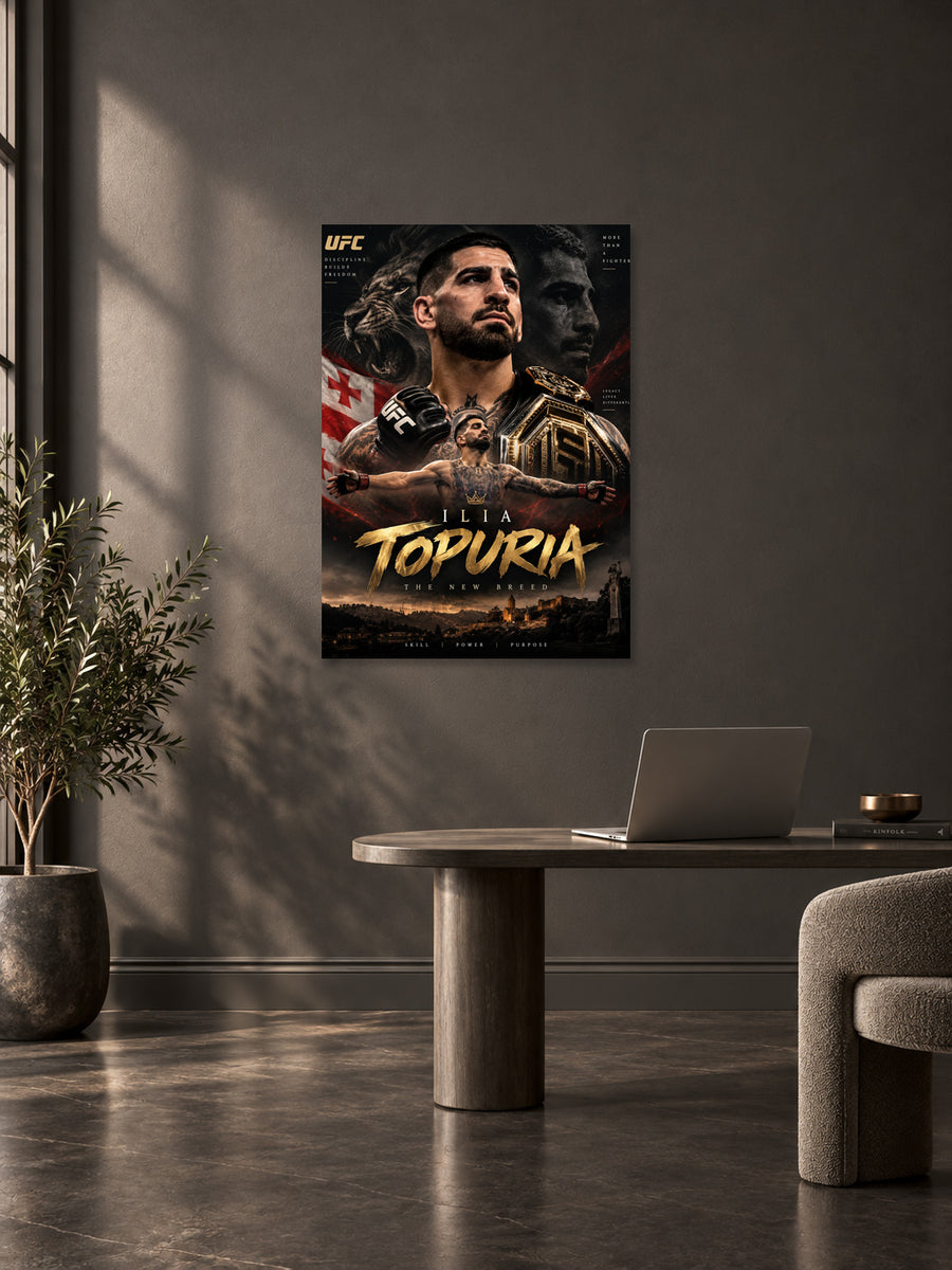 Ilia Topuria UFC wall poster mockup