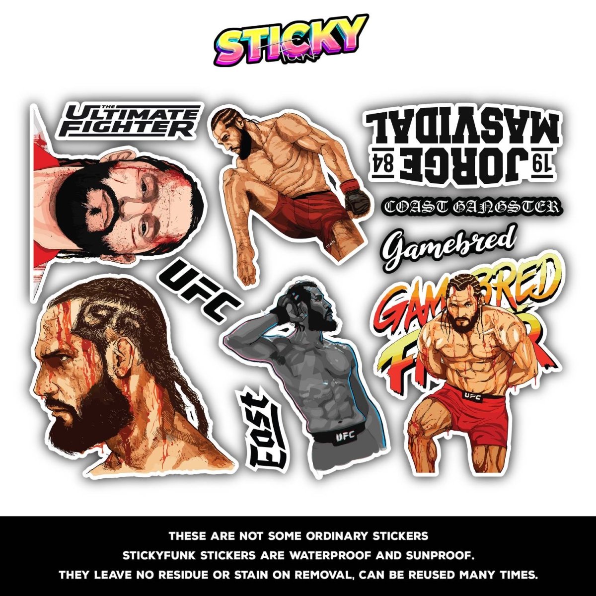 JORGE MASVIDAL MINI STICKERS SHEET - stickyfunk premium stickers