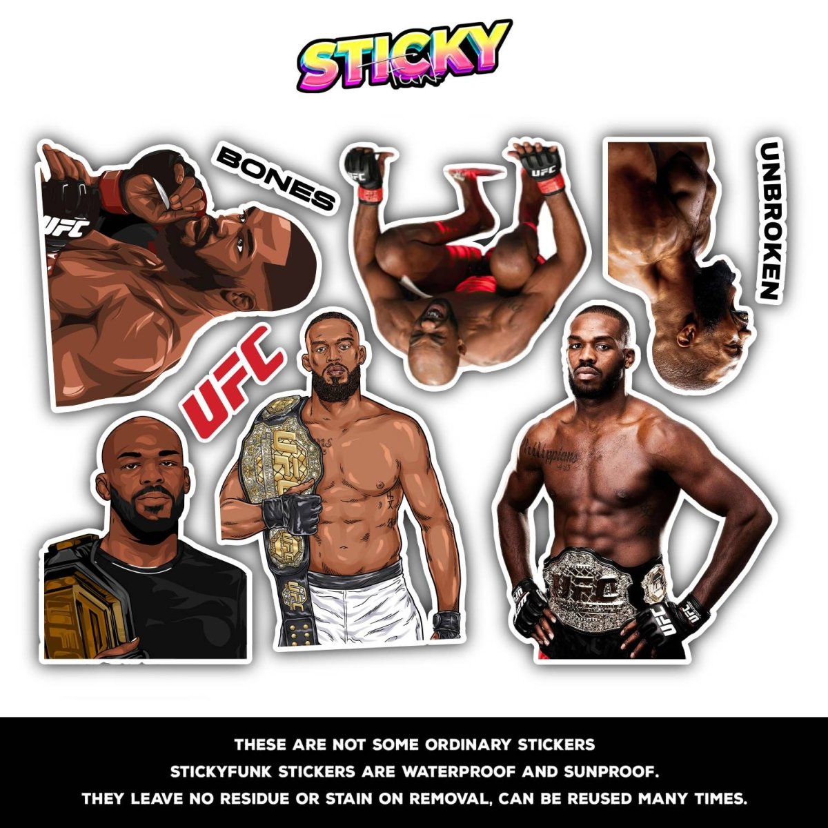 JON JONES MINI STICKERS SHEET - stickyfunk premium stickers