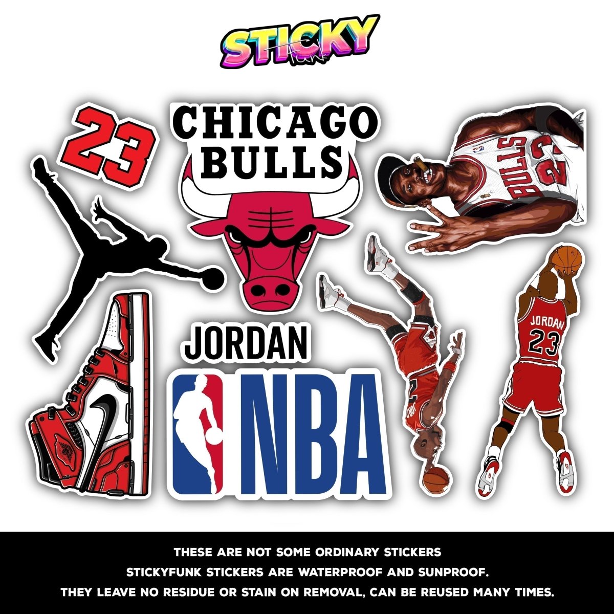 CHICAGO BULLS MINI STICKERS SHEET - stickyfunk premium stickers
