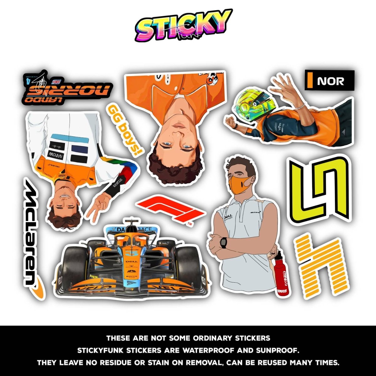 LANDO NORRIS MINI STICKERS SHEET - stickyfunk premium stickers